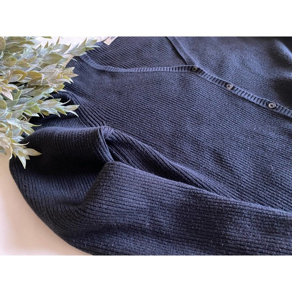 Old Navy Cardigan Sweater Black Large Ribbed V-Neck Buttoned Front - Picture 2 of 6